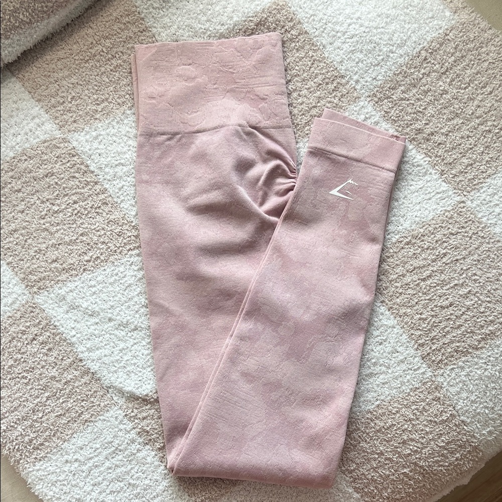 Gymshark pink animal print/camo leggings